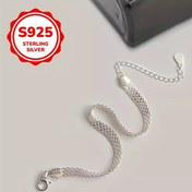Resim Şık 925 gümüş minimalist bireysel bileklik, parıldayan minimalist bilezik aksesuar zinciri süsü, zarif lüks, diğer aksesuarlarla uyumlu, kıyafetlerle kolay kombinlenebilir, günlük ve tatil giyimi için uygun, mükemmel hediye seçeneği ve tatil kutlama aksesuarları 