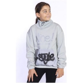 Resim Toontoy Kız Çocuk Bol Yaka Reklektörlü Kanguru Cepli Sweatshirt Yeşil 