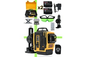 Resim 5V 0.8AH 360°16 Köşe Otomatik Hizalamalı Lazer Metre Hizalama Yeşil Çizgili Lazer Kumandalı 