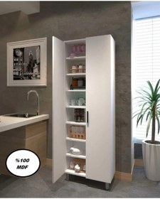 Resim Buzkan Mobilya Mdf Çok Amaçlı Beyaz Dolap Mutfak Dolabı 70 cm 