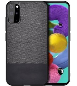 Resim Microcase Samsung Galaxy S20 Plus Fabrik Serisi Kumaş Ve Deri Desen Kılıf - Siyah 