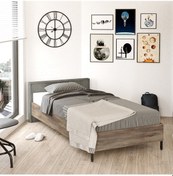 Resim Yurudesign New Home Tekli Karyola Metal Ayak Çam-Antrasit Hm4-Cg 