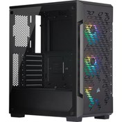 Resim Corsair CC-9011173-WW Icue 220T RGB Airflow Temperli Cam Yan Panel Mid Tower Oyuncu Bilgisayar Kasası Siyah 