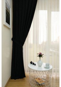 Resim Evdepo Home Siyah Düz Renk Soft Fon Perde Tek Kanat Siyah 