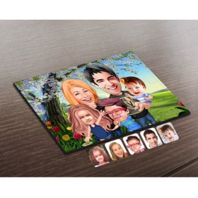 Resim Bk Gift Kişiye Özel Aile Karikatürlü Ahşap Puzzle-6 