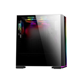 Resim Powerboost VK-G3906S USB 3.0 Siyah Rainbow RGB Fan Strip MidT Gaming Kasa (PSU Yok) 
