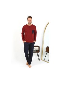 Resim Akbeniz Erkek Uzun Kol Penye Bordo Pijama Takımı 6861 Bordo 