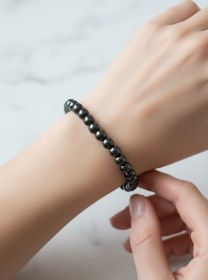 Resim Hematit 6mm Doğal Taş Bileklik - 19 cm 