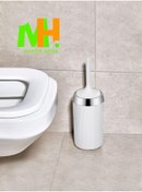 Resim Mapple Home Beyaz Yumuşak Silikon Tuvalet Fırçası Krom Kaplama Akıllı Kapak Soft Toilet Brush 