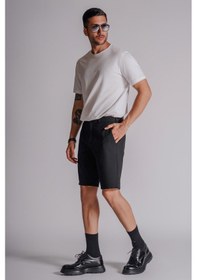Resim Braccas Erkek Yandan Cepli Klasik Bel Slim Fit Chino Şort Siyah Siyah 