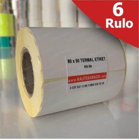 Resim 80X50 Termal Etiket 6 Rulo Barkod Etiket Kalite Barkod 