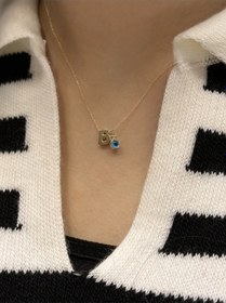 Resim Altın Nazar Boncuklu B Harfli Zincir Sarı 