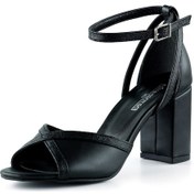 Resim Erkan Saçmacı Charlotte Siyah Çapraz Bantlı Kalın Topuklu Zarif Abiye Ayakkabı Siyah 