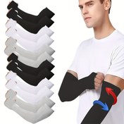 Resim 6 Çift Unisex Soğutma Kol Kolluğu - Spor ve Günlük Kullanım için Nem Alıcı, Güneş Koruması, Nefes Alabilen Naylon Kumaş, Makine Yıkanabilir, Beyaz ve Siyah Seçenekler, Güneş Koruması Kolluğu | Parmak Deliği Tasarımı | Örgü Dokusu 