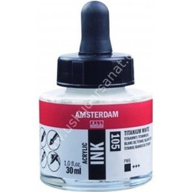 Resim Amsterdam Sıvı Akrilik Mürekkep 30ml 105 Titanium White 