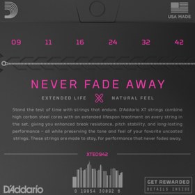 Resim D'Addario XTE0942 XT Nickel Plated Steel Elektro Gitar Teli - Super Light (9-42) 