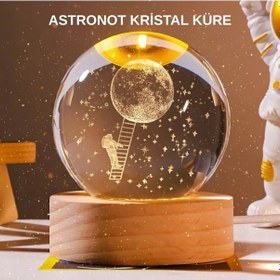 Resim Bfs Usb Li 3d Astronot Kristal Küre Modern Uzay Temalı Gece Lambası 
