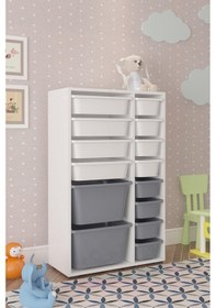 Resim Pratico 2D4K8U Çok Amaçlı Oyuncak Dolabı Beyaz - Gri 