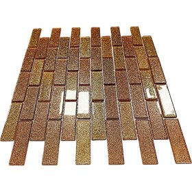 Resim MozaiKristaL Mutfak Tezgah Arası ve İç Ortamlarda Tüm Yüzeyler İçin Bronz ve Altın Simli, 30X30 cm. Fileli Kristal Cam Mozaik. ( 1 M2 Fiyatıdır ) 