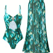 Resim Seksi ve Şık Bikini Wrap Etek Seti Kadınlar İçin - Yüksek Esneklik, Kolsuz, Bağcıklı Desen, Polyester Karışımı, Plaj ve Havuz Kenarı İçin Mükemmel, Zayıflama Etkisi 
