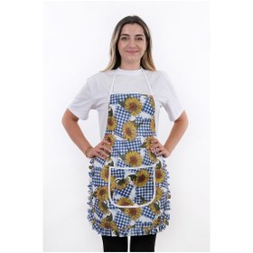 Resim Jarse Frilly İkili Paket Sıvı Geçirmez Su Geçirmez Mutfak Önlüğü Ayçiçeği Mavi 