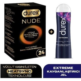 Resim Durex Nude Ultra İnce Prezervatif 24 Lü + Extreme Kayganlaştırıcı Jel Isı Aktaran Set 