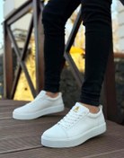 Resim BA0104 Bağcıklı Beyaz Cilt Spor Klasik Erkek Ayakkabı 