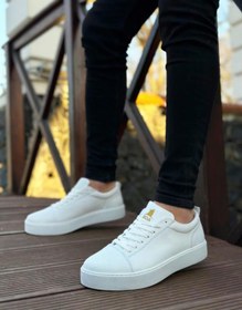 Resim BA0104 Bağcıklı Beyaz Cilt Spor Klasik Erkek Ayakkabı 
