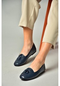 Resim Fox Shoes R667001203 Lacivert Hakiki Deri Babet Lacivert 