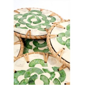Resim Meander Rattan 6'lı Sedefli Bardak Altlığı 8911 Naturel 