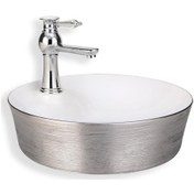 Resim Lena Tezgah Üstü Lavabo Sılver&Beyaz E-5002G 