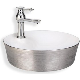 Resim Lena Tezgah Üstü Lavabo Sılver&Beyaz E-5002G 