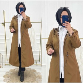 Resim Vibeys Collection Taba Içi Leopar Desenli Ve Kendinden Astarlı Su Geçirmez Kadın Trençkot 