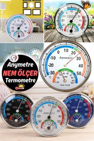 Resim Genel Markalar İç Mekan Dış Sıcaklık Ölçer Higrometre Nem Saat Şeklinde Asılabilir Nem Ölçer Termometre Su Geçirmez 