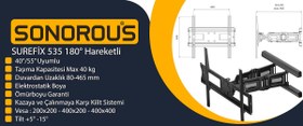 Resim Sonorous Surefix 535 Hareketli Askı Aparatı 32'' 55''40 Kg Taşıma Kapasiteli 