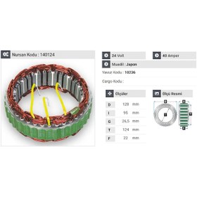 Resim 24v Alternatör Statör Hıtachı Tipi 3 Uçlu N11.2729 