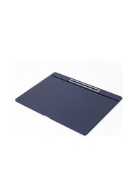 Resim Turgut Office Deri Kapaklı Masa Sümeni Lacivet Krom Detaylı 50 x 35 CM 