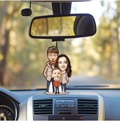 Resim Ejoya Kişiye Özel Fotoğraflı Güzel Ailem Karikatür Araba Dikiz Ayna Süsü 114950 