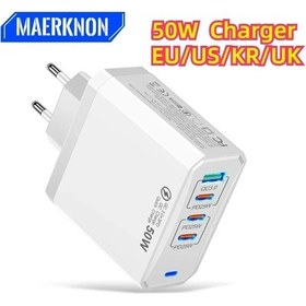 Resim C Tipi Şarj Cihazı Toplam 50 W Usb C Cep Telefonu Hızlı Yüksek Hızlı Şarj Çoklu Black Kr ' Beyaz 