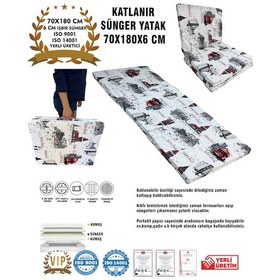 Resim Katlanır Yer Yatağı Ve Tek Kişilik Sünger Katlanır Minder Yatak 70x180x6 Cm-istanbul 