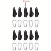 Resim 20 Parça/Dış Mekan Çadır Klips Seti, 10 Adet + Karabina Kancası, Rüzgar Geçirmez Güçlendirilmiş Tente Kelepçesi ve Yağmurluk Sabitleyici 