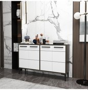 Resim Zerkaconcept Marden Konsol Tv Sehpası Tv Ünitesi Ceviz Gövde Beyaz Kapak 