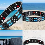 Resim Erkekler için Manyetik Bilezik - Mavi Karbon Fiber ve 4 Doğal Elementli Ayarlanabilir Spor Stili, Erkekler için Manyetik İyileşme Bileziği, Fitness Aksesuarı, Şık Tasarım, Dayanıklı İnşaat 