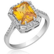 Resim Gümüş Sarı Taşlı Baget Kare Kadın Yüzük - 555890625 