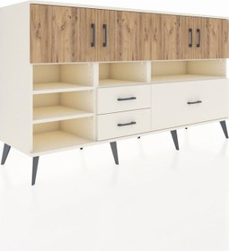 Resim Kronos Konsol 8 Raflı 3 Çekmeceli 4 Kapaklı 176x59x99 Aytaşı-çam/ Aytaşı-çam/aytaşı 