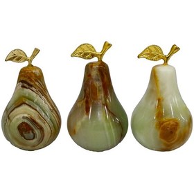 Resim Doğal Oniks Armut Dekor Seti - El Yapımı Onyx Mermer Taş Objeler 