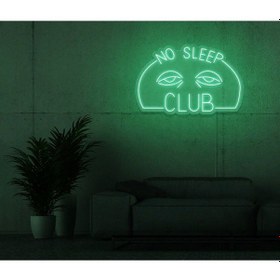Resim No Sleep Club Yazılı Ve Şekilli Neon Tabela Yeşil 