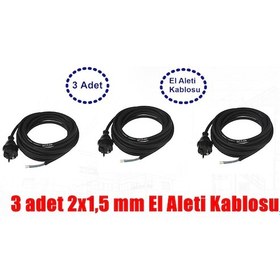 Resim 3 Adet El Aleti Kablosu Fişli Kablo 2X1,5 Mm 3,8Mt. 
