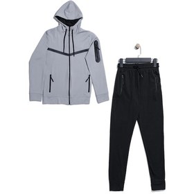 Resim Unısex Dalgıç Kumaş Kapüşonlu Eşofman Takımı Esf-600 Gri 