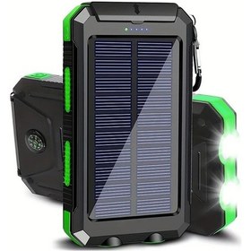 Resim Cloud011 Green 10000mah Taşınabilir Solar Power Bank Led Fener Pusula 2usb Port Açık Hava Acil Durum Yeşil 